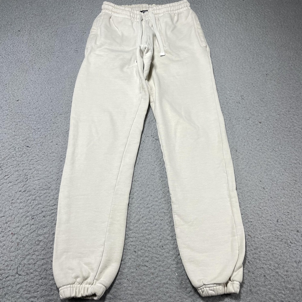 Talentless Jogger Pants Mens XS White Fleece Drawstring Sweatpants Elastic Cuff‎